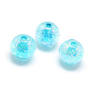 Crackle Style Acrylic Beads, AB Colour, Inside Color, Round, Deep Sky Blue, 20mm, Hole: 2.5mm, about 110pcs/500g(MACR-S825-20mm-G)