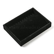 Velvet Necklace Display Storage Boxes, Plush Necklace Organizer Trays, Rectangle, Black, 20.1x15.2x3.15cm(CON-G022-01B)