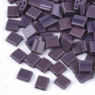 2-Hole Opaque Glass Seed Beads, Rectangle, Purple, 5x4.5~5.5x2~2.5mm, Hole: 0.5~0.8mm(SEED-S023-21C-05)