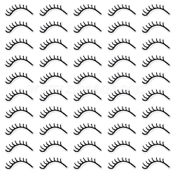 50Pcs Eyelash Polyester Computerized Embroidery Cloth Iron On Patches, Costume Accessories, Appliques, Black, 49x16x1.5mm(PATC-FG0001-77)