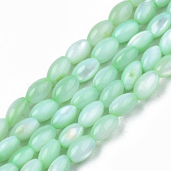 Natural Freshwater Shell Beads Strands, Dyed, Rice, Aquamarine, 5x3mm, Hole: 0.9mm, about 80~83pcs/strand, 14.76 inch~15.55 inch(37.5~39.5cm)(SHEL-N003-25-B03)