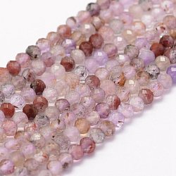 Natural Super Seven Strawberry Quartz Beads Strands, Faceted, Round, 3mm, Hole: 0.5~0.6mm, about 144~145pcs/strand, 15.3~15.7 inch(39~40cm)(G-F460-36)