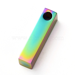 Ion Plating(IP) 304 Stainless Steel Pendant, Bar/Rectangle, Rainbow Color, 20x5x5mm, Hole: 3mm(STAS-A048-02B-MT)