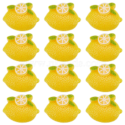 80Pcs Opaque Resin Cabochons, Imitation Food, Lemon, Gold, 15x20x6mm(RESI-SC0002-63)