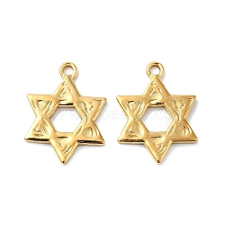 201 Stainless Steel Pendants, Star of David Charm, Real 18K Gold Plated, 17x13x1.5mm, Hole: 1.5mm(STAS-D088-29G)