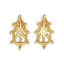 Brass Stud Earring Findings, Rack Plating, Long-Lasting Plated, Teardrop, Golden, 17x9.8mm, Inner Diameter: 14mm, Pin: 0.75mm(KK-F891-12G)