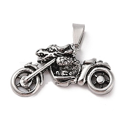 Tibetan Style Alloy Pendants, Cadmium Free & Lead Free, Motorbike, Antique Silver, 20x37.5x7.5mm, Hole: 4.5x8mm(FIND-B040-10AS)