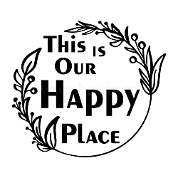 PVC Wall Stickers, for Wall Decoration, Word This Is Our Happy Place, Black, 330x370mm(DIY-WH0377-092)