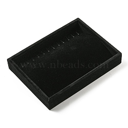 Velvet Necklace Display Storage Boxes, Plush Necklace Organizer Trays, Rectangle, Black, 20.1x15.2x3.15cm(CON-G022-01B)