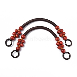 Wood Beads Bag Handles, for Bag Handles Replacement Accessories, Red, 485x14mm, Hole: 27mm(FIND-H209-02C)