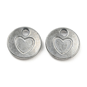 Tibetan Style Alloy Pendants, Cadmium Free & Lead Free, Flat Round with Heart, Antique Silver, 10x1.5mm, Hole: 1.6mm