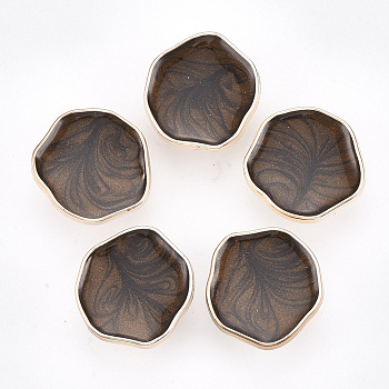 CCB Plastic Shank Buttons, with Enamel, Rose Gold, Camel, 24x23.5x9.5mm, Hole: 3.5mm