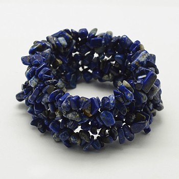 Chip Lapis Lazuli Beads Stretch Bracelets, Blue, 50mm(2 inch)