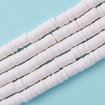 Handmade Polymer Clay Beads Strands, for DIY Jewelry Crafts Supplies, Heishi Beads, Disc/Flat Round, Beige, 6x0.5~1mm, Hole: 1.8mm, about 290~320pcs/strand, 15.75 inch~16.14 inch(40~41cm)
