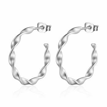 Stainless Steel C-shape Stud Earrings for Women