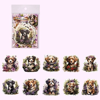 20Pcs 10 Styles Paper Cartoon Animals Decorative Stickers, Self-adhesion, for Kid's Art Craft, Dog, 65x65mm, 2pcs/style