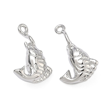 Brass Pendants, Fish Charms, Platinum, 17x11x5mm, Hole: 1.4mm