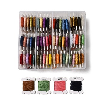 80 Cards 80 Colors 6-Ply Polyester Embroidery Floss, Cross Stitch Threads, Mixed Color, 0.5mm, about 4.37 Yards(4m)/card, 1 card/color
