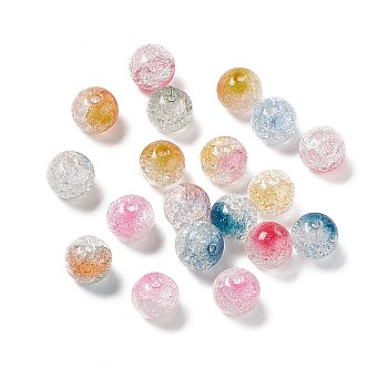 Transparent Crackle Glass Beads, Round, Mixed Color, 10x9mm, Hole: 1.6mm, about 826pcs/1000g