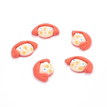 Resin Cabochons, Girl, Light Coral, 17x26x7mm