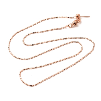 1mm Rack Plating Brass Column Link Chain Adjustable Slider Necklaces for Women Men, Cadmium Free & Lead Free, 901 Stainless Steel Clasp, Long-Lasting Plated, Rose Gold, 17.91 inch(45.5cm)