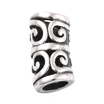 304 Stainless Steel Tube Beads, Curved, Hollow, Antique Silver, 8.5x16x8mm, Hole: 5.2mm