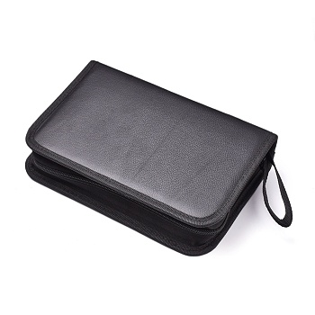 PU Leather & Oxford Cloth Zipper Storage Case, Carrying Case for Jewelry Making Tools, Black, 26.3x16.5x5.6cm, Unfold: 26.3x37.5x0.65cm