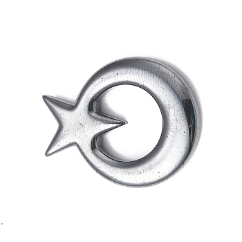 Non-magnetic Hematite Pendants, Round Ring with Star Charms, Hematite Plated, 27x21x4mm, Hole: 1mm