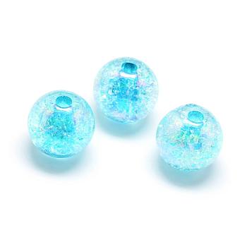 Crackle Style Acrylic Beads, AB Colour, Inside Color, Round, Deep Sky Blue, 20mm, Hole: 2.5mm, about 110pcs/500g