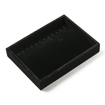 Velvet Necklace Display Storage Boxes, Plush Necklace Organizer Trays, Rectangle, Black, 20.1x15.2x3.15cm