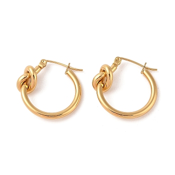 304 Stainless Steel Earrings, for Women, PVD Vacuum Plating, knot, Golden, 23.4x6.4mm