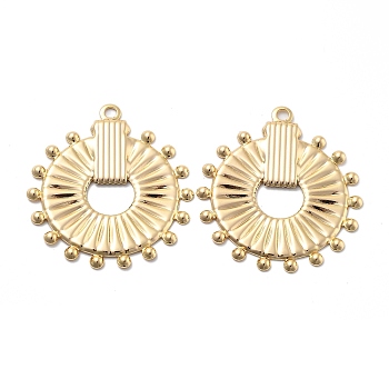 Brass Pendants, Round, Long-Lasting Plated, Real 18K Gold Plated, 35x31x1.5mm, Hole: 2mm