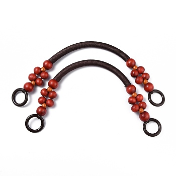 Wood Beads Bag Handles, for Bag Handles Replacement Accessories, Red, 485x14mm, Hole: 27mm