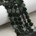 Synthetic Green Goldstone Beads Strands, Plum Blossom Flower, 6x6x2mm, Hole: 0.5mm, about 65pcs/strand, 15.35''(39cm)(G-B138-C25-01)