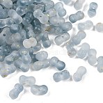 Gradient Color Transparent Acrylic Beads, with Golden Foil, Peanut, Light Steel Blue, 5.5x11.5x6.5mm, Hole: 1.8mm, about: 40pcs/10g(X1-OACR-M023-02C)