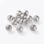 Tibetan Style Alloy Beads, Lead Free and Cadmium Free, Round, Antique Silver, Round, about 7mm in diameter, hole: 1mm(LF0908Y)