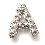 Brass Pendants, Hollow Letter Charms, Rack Plating, Long-Lasting Plated, Cadmium Free & Lead Free, Letter A, 21.5x19x5.5mm, Hole: 5x2.7mm(KK-F884-P02-A)