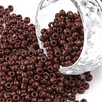 8/0 Glass Seed Beads, Opaque Colours Seed, Small Craft Beads for DIY Jewelry Making, Round, Coconut Brown, 3mm, Hole:1mm, about 666pcs/30g(X2-SEED-A010-3mm-46)