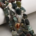 Raw Rough Natural Indian Agate Beads Strands, Nuggets, with Seed Beads, 11~28x9~13x6~10mm, Hole: 1mm, about 24~29pcs/strand, 14.96''(38cm)~15.75''(40cm)(GG-CBA0B77-A10-01)