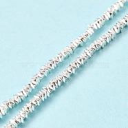 Electroplated Non-magnetic Synthetic Hematite Beads Strands, Faceted, Square, Silver Plated, 2x2x0.4mm, Hole: 0.8mm, about 420pcs/strand, 16.54 inch(42cm)(G-G849-05S)