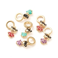 Brass Enamel European Dangle Charms, Large Hole Beads, Long-Lasting Plated, Girl, Real 18K Gold Plated, Mixed Color, 20mm, Hole: 5mm, Flat Round: 11x6.5x4mm(MPDL-P005-31G)