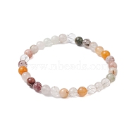 6.5mm Round Natural Rutilated Quartz Beaded Stretch Bracelets for Women Men, Inner Diameter: 2-1/8 inch(5.5cm)(BJEW-JB10490)