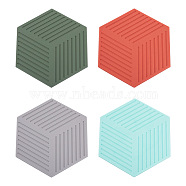 Hexagon PVC Hot Pads Heat Resistant Sets, for Hot Dishes Heat Insulation Pad Kitchen Tool, Mixed Color, 101x116x2.5mm, 4pcs/set(CF-TAC0001-09)