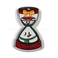 Christmas Theme Opaque Printed Acrylic Pendants, Hourglass, 45x28x2.5mm, Hole: 2mm(SACR-S035-02F)