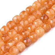 Natural Quartz Beads Strands, Dyed, Faceted, Cube, Chocolate, 5.5x6x6mm, Hole: 1mm, about 61~62pcs/Strand, 12.99 inch~13.19 inch(33cm~33.5cm)(G-S359-376C)