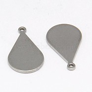 304 Stainless Steel Stamping Blank Tag Pendants, teardrop, Stainless Steel Color, 18x10x1mm, Hole: 1mm(STAS-K002-01A)