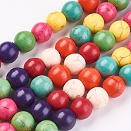 Synthetic Turquoise Beads Strands, Dyed, Round, Mixed Color, 8mm, Hole: 1mm, about 50pcs/strand, 15.35 inch(TURQ-G106-8mm-02P)