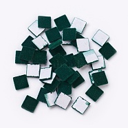 Flocky Acrylic Cabochons, Sqaure, Dark Green, 10x10x2mm(X-OACR-I001-D06)
