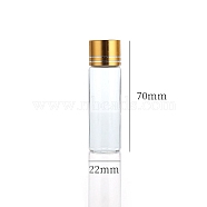 Clear Glass Bottles Bead Containers, Screw Top Bead Storage Tubes with Aluminum Cap, Column, Golden, 2.2x7cm, Capacity: 15ml(0.51fl. oz)(CON-WH0085-77F-02)