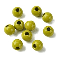 Spray Painted 202 Stainless Steel Beads, Round, Olive, 6x5mm, Hole: 2mm(STAS-Q321-02A-A)